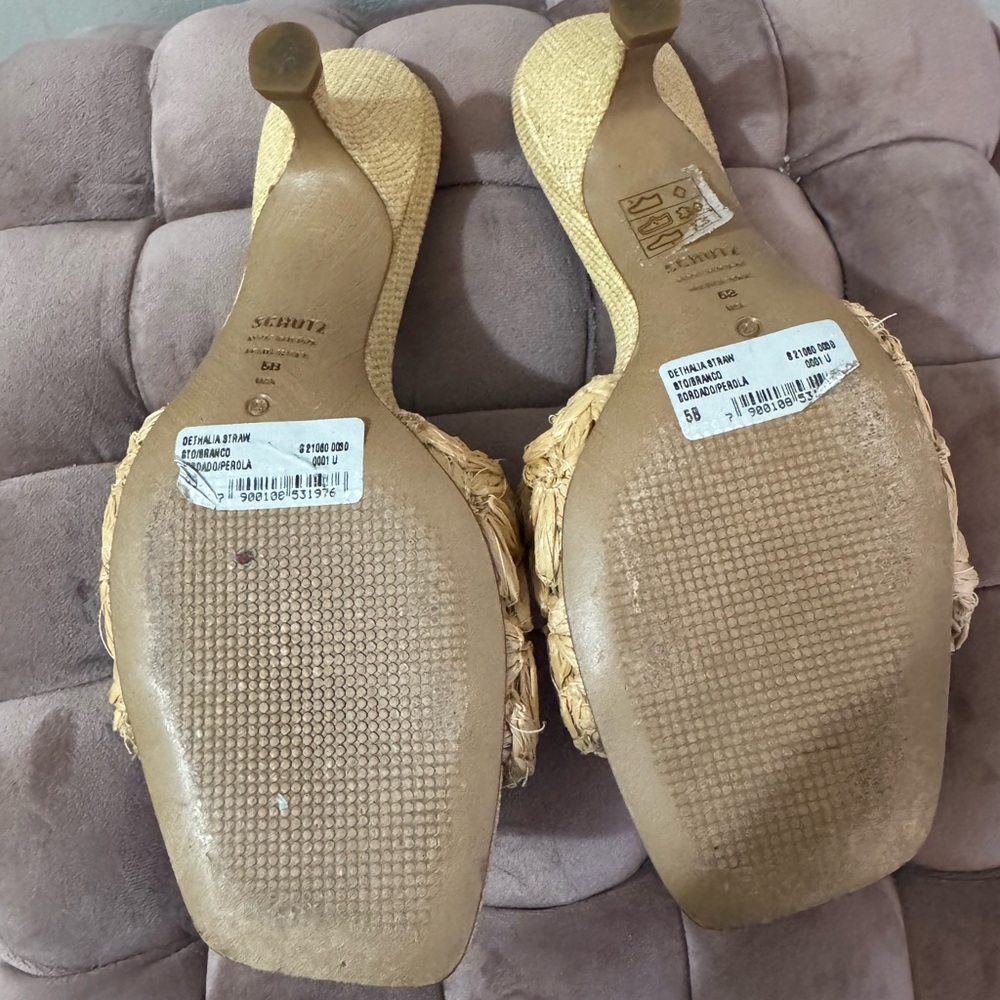 Schutz dethalia straw raffia sandal, kitten heel, natural, size 5 - Picture 4 of 10